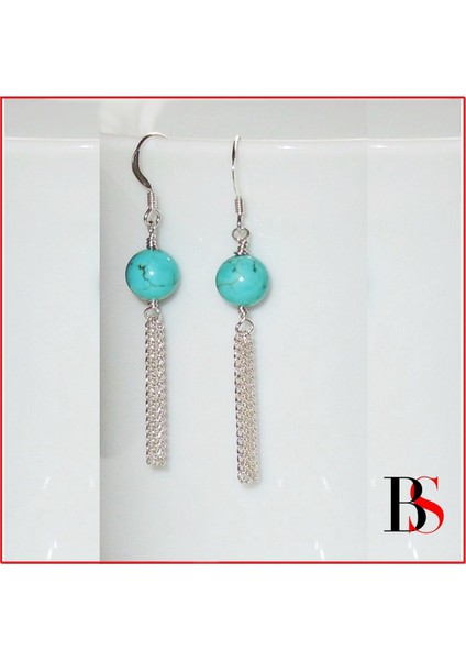 Turkuaz Doğal Taş Sallantılı Kadın Küpe