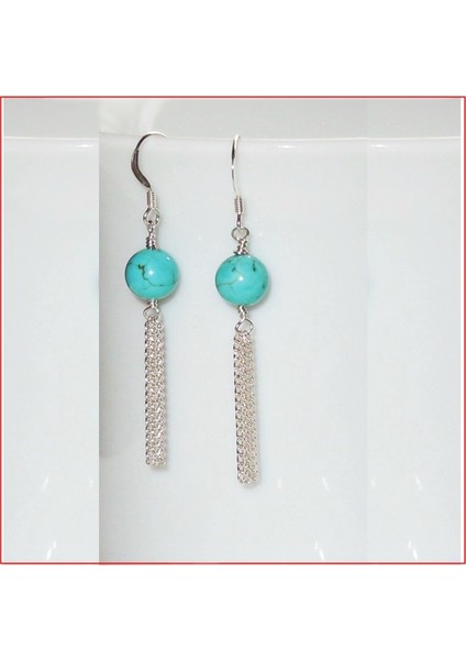 Turkuaz Doğal Taş Sallantılı Kadın Küpe fiyatları