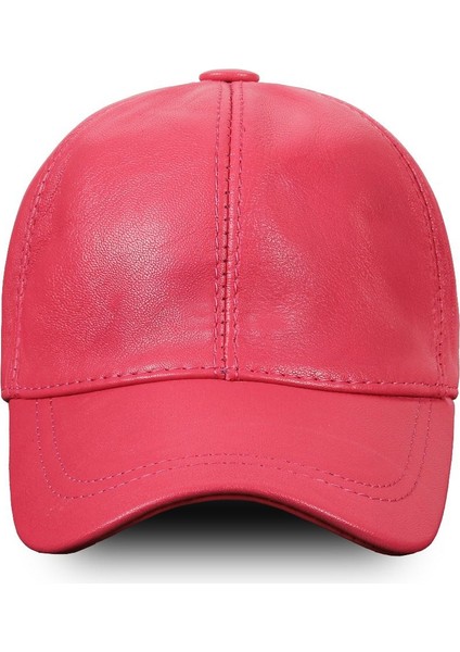 Unisex Hakiki Deri Pembe Cırt Cırtlı Şapka – Ayarlanabilir Spor & Şık Tasarım (57-59 cm ) Arkadan ayarlanabilir