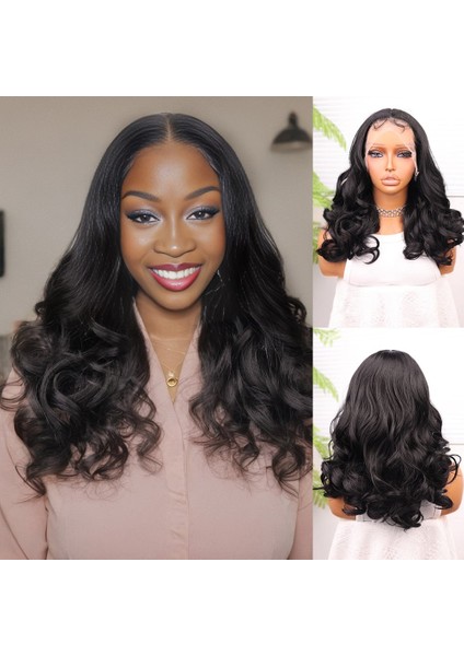 Siyah Bebek Saçlı Geniş Dalgalı Fiber Sentetik Tül Peruk