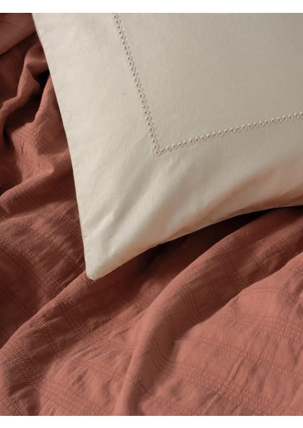 Çift Kişilik Yatak Örtülü Pike Takımı Natura Vilo Kiremit fiyatları