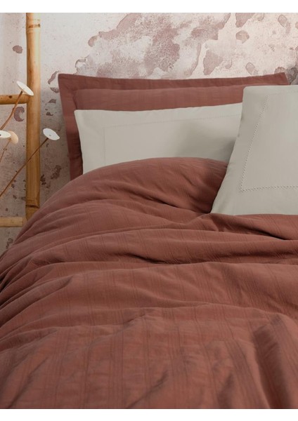 Çift Kişilik Yatak Örtülü Pike Takımı Natura Vilo Kiremit fırsatları