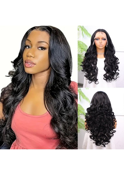 Siyah Bebek Saçlı Fiber Sentetik Dalgalı Tül Peruk