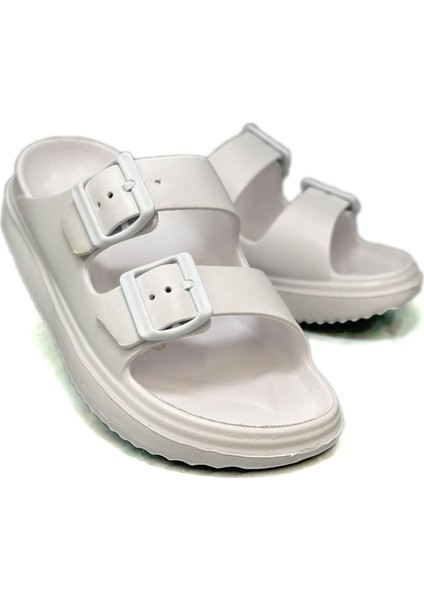 Çift Toka Hafif Eva Yazlık Plaj Terliği Havuz Terliği Lavabo Terliği Beyaz fırsatları