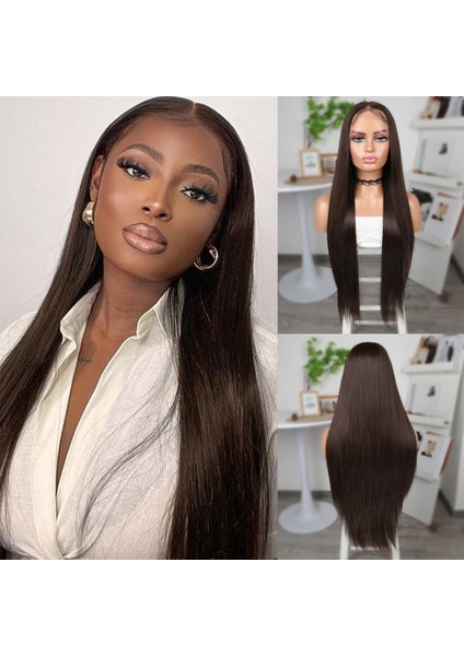 Kumral Ekstra Uzun Fiber Sentetik Düz Tül Peruk