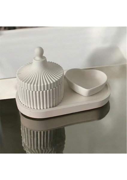 3 Parça Takı Kutusu ve Kalp Şeklinde Dekoratif Organizer Beyaz