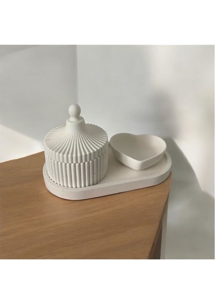 3 Parça Takı Kutusu ve Kalp Şeklinde Dekoratif Organizer Beyaz modelleri