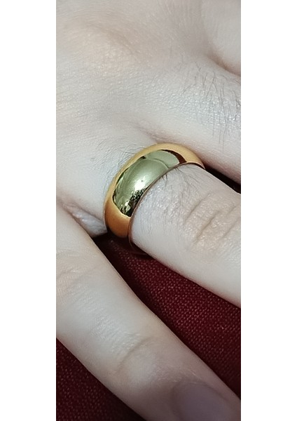 Nurtakı 7mm Klasik Altın Kaplama Renkli Geniş Çelik Alyans