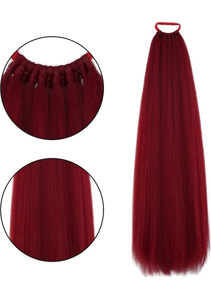 Lastik Tokalı At Kuyruğu Düz / Kızıl