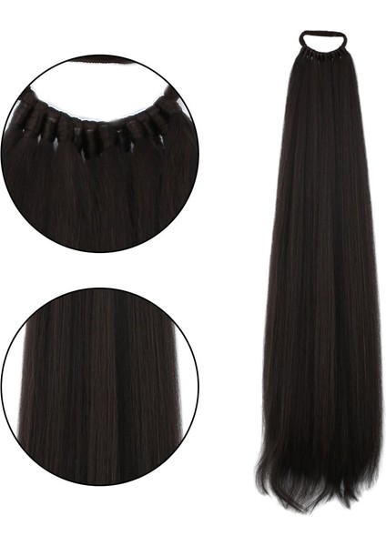 Lastik Tokalı At Kuyruğu Düz / Kızıl Kahve