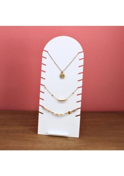 Bej Renkli Kolye ve Bileklik Standı, Şık ve Kullanışlı Takı Düzenleyici