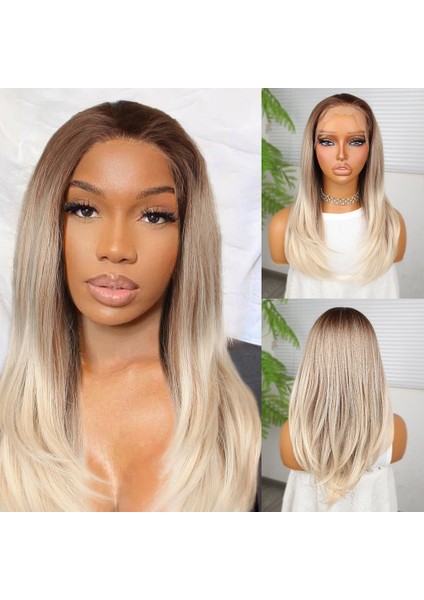 Kumral Beyaz Platin Ombreli Tül Peruk