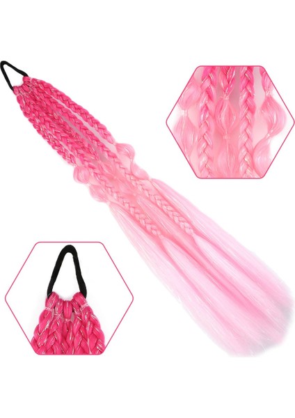 Bn ve Düz Salaş Örgülü Simli Lastikli At Kuyruğu / ACM10