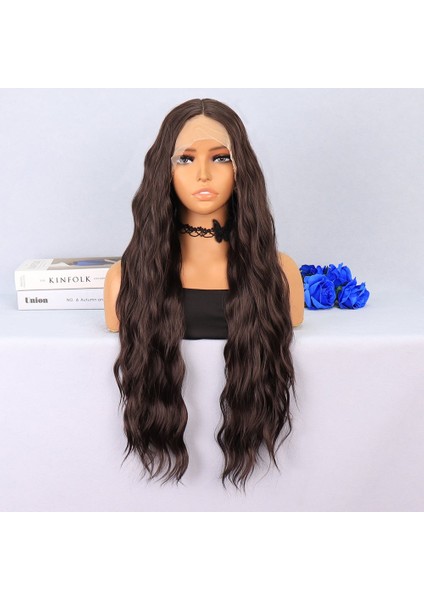 Koyu Kumral Dalgalı Uzun Boy Tül Peruk