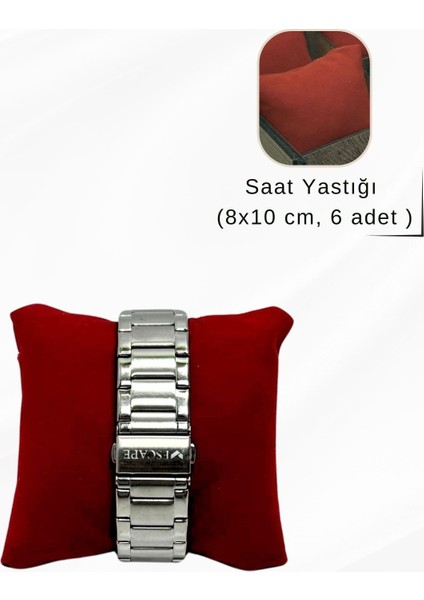 Kırmızı Süet Saat Yastığı, 8X10 Cm, Şık ve Zarif Tasarım