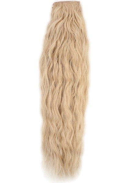 Fiber Sentetik Kabarık Dalgalı 8 Parça Çıt Çıt / Balköpüğü Beyaz Platin Röfleli