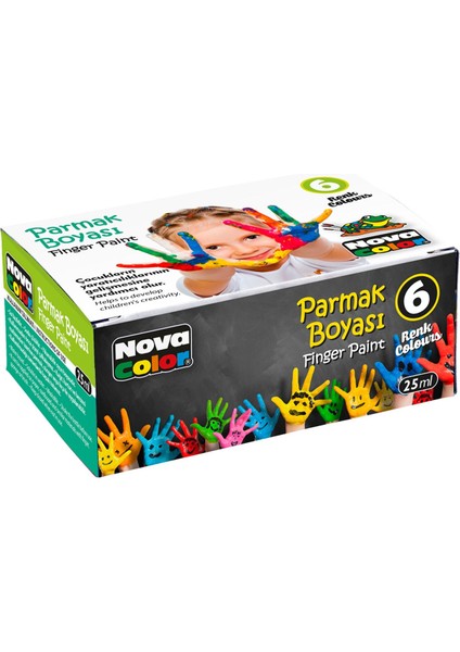 6X25 ml Parmak Boyası Su Bazlı - Kolay Silinebilir Boya