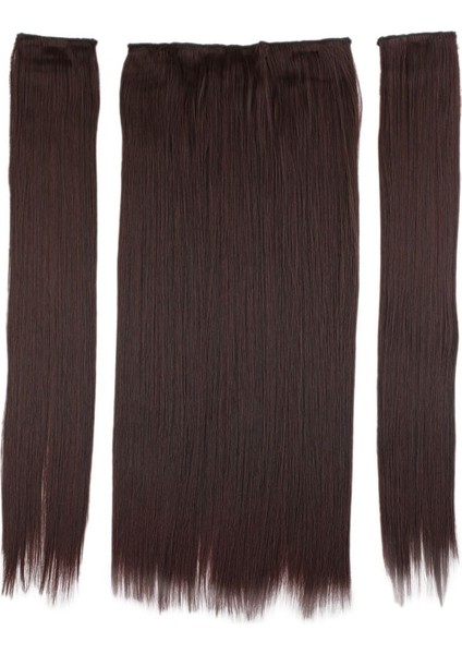 Fiber Sentetik Düz Yarım Ay + 2 Yan Çıt Çıt Koyu Kahve