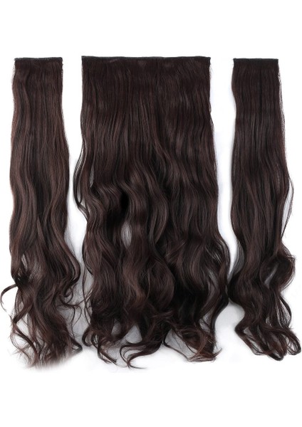 Fiber Sentetik Dalgalı Yarım Ay + 2 Yan Çıt Çıt Koyu Kahve