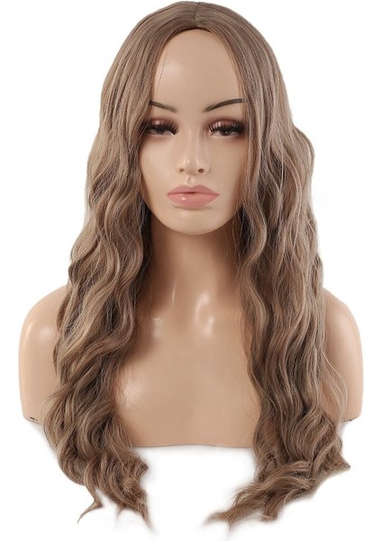 Su Dalgası Uzun Perçemsiz Fiber Sentetik Peruk / Küllü Bebek Sarı