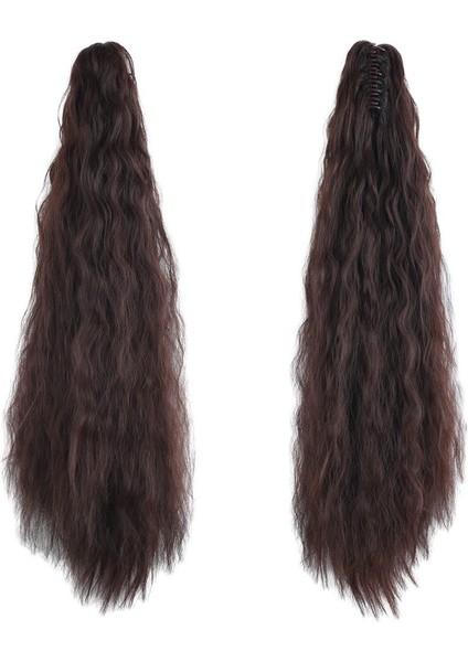 Tokalı Kabarık Dalgalı At Kuyruğu Koyu Kahve