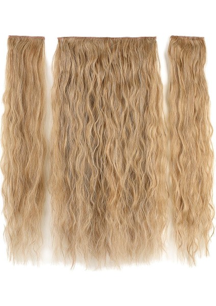 Fiber Sentetik Kabarık Dalgalı Yarım Ay + 2 Yan Çıt Çıt / Karamel Platin Röfleli