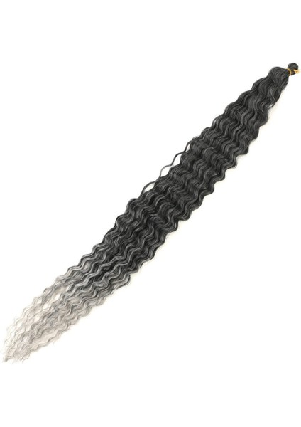 Rus Afro Dalgası Saç Siyah Gri Ombreli