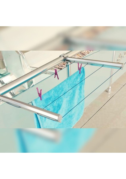 Alüminyum Balkon Çamaşır Askılığı, Çamaşır Ipi Hediyeli, Dayanıklı ve Hafif Tasarım