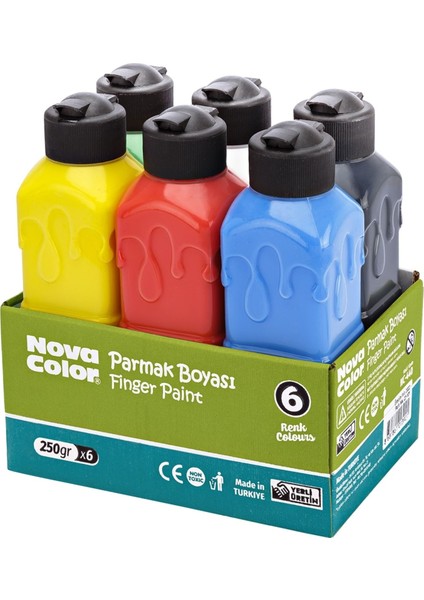 Parmak Boyası 6X250 ml Set - Kolay Silinebilir