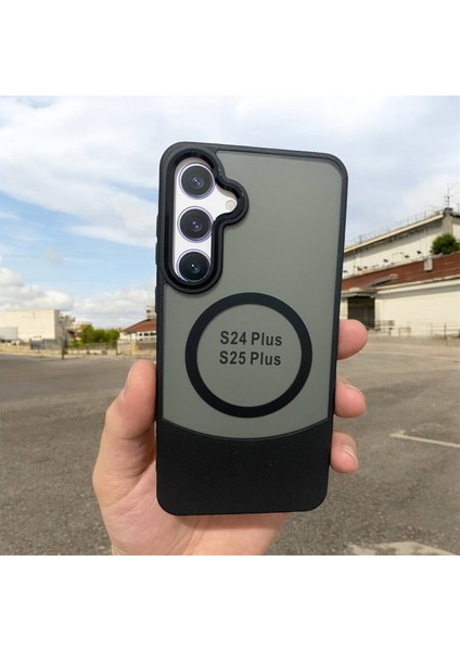 Samsung Galaxy S24 PLUS/S25 Plus Deri Görünümlü Kapak Magsafe Kablosuz Şarj Telefon Kılıfı .