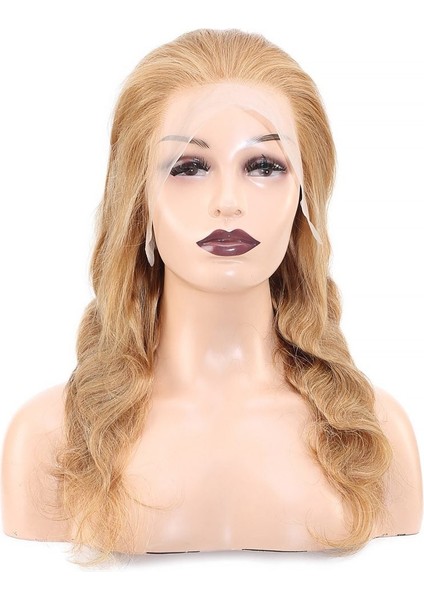 Dalgalı Front Lace Gerçek Tül Peruk / Sıcak Karamel / 60/65CM