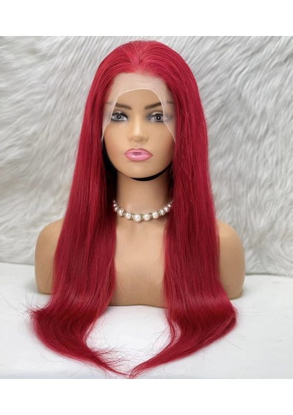 Gerçek Front Lace Tül Peruk - Düz - Kızıl 70 - 75 cm