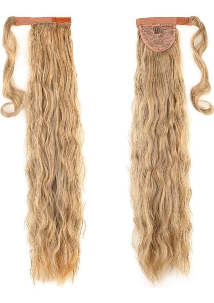 Bağlamalı Kabarık Dalgalı At Kuyruğu / Karamel Platin Röfleli