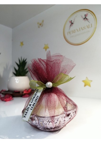 Tüllü Lotus Mum Söz, Nişan, Düğün, Kına, Nikah,hediyelik -15 Adet