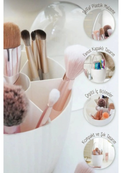 7 Bölmeli Çok Amaçlı Makyaj ve Fırça Organizeri, Beyaz modelleri