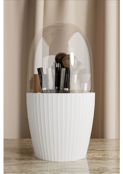 7 Bölmeli Çok Amaçlı Makyaj ve Fırça Organizeri, Beyaz