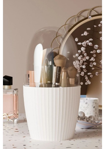 7 Bölmeli Çok Amaçlı Makyaj ve Fırça Organizeri, Beyaz