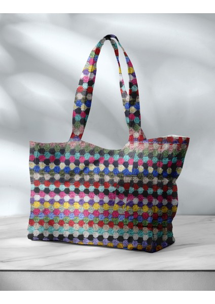 Kadın Pamuk Dokuma Çanta Ponponlu