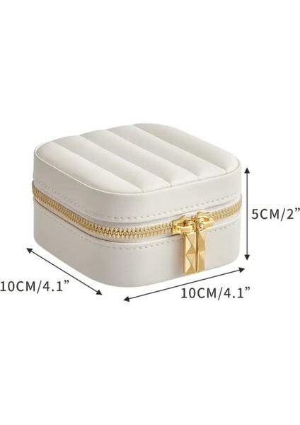 Ekru Mini Lüx Aynalı Seyahat Takı Kutusu, Şık ve Kullanışlı Saklama Çözümü indirimleri