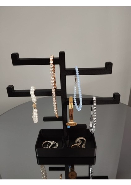 Şık Siyah Takı Düzeni, Bileklik, Küpe ve Kolye Saklama Alanı fiyatları