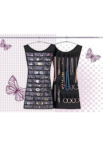 Elbise Şeklinde Takı Organizeri Siyah ve Beyaz, Şıklık ve Düzen Sağlar