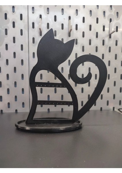 Yavru Kedi Temalı Küpe ve Takı Düzenleyici, Siyah Renkli, Sevimli ve Kullanışlı