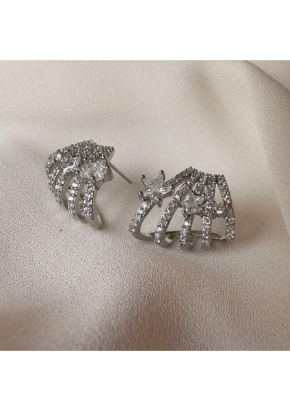 Silver Çoklu Yıldız Küpe