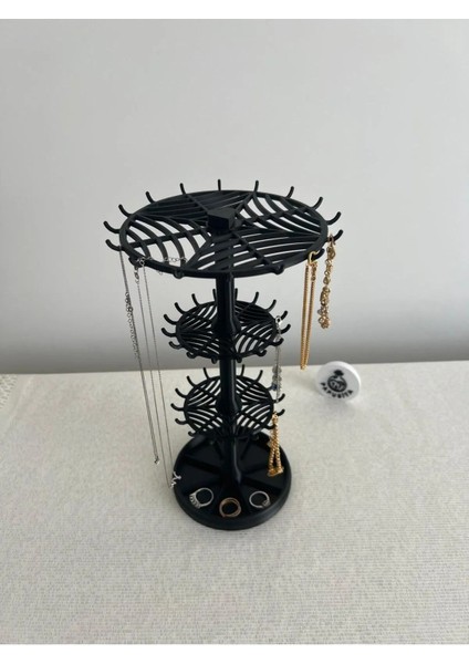 Şık ve Fonksiyonel Takı Düzenleyici, Siyah Renkli Dekoratif Stand