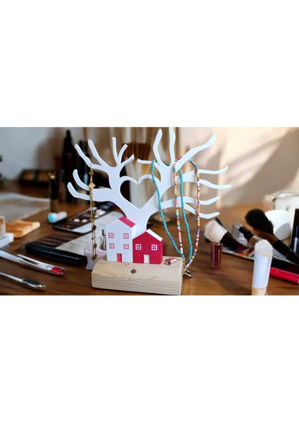 Ahşap Takı Organizer Kolye Askı Standı – Şık ve Pratik Saklama Çözümü