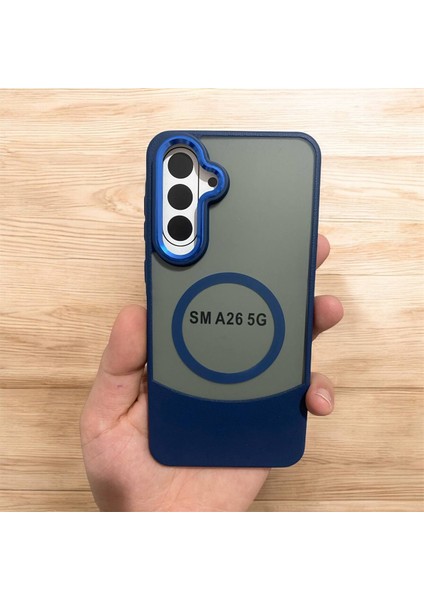 Samsung Galaxy A26 5g Uyumlu Deri Görünümlü Kapak Magsafe Manyetik Kablosuz Şarj Telefon Kılıfı .