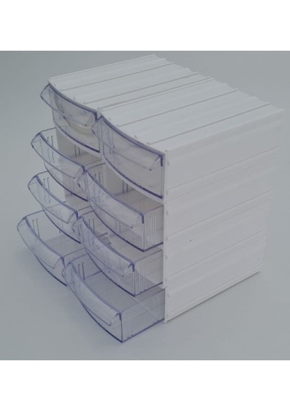 Beyaz 8 Bölmeli Çekmeceli Takı ve Makyaj Düzenleyici Kutusu fiyatları