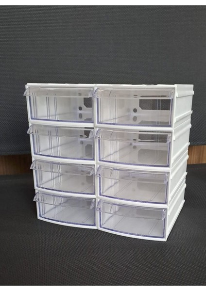 Beyaz 8 Bölmeli Çekmeceli Takı ve Makyaj Düzenleyici Kutusu modelleri