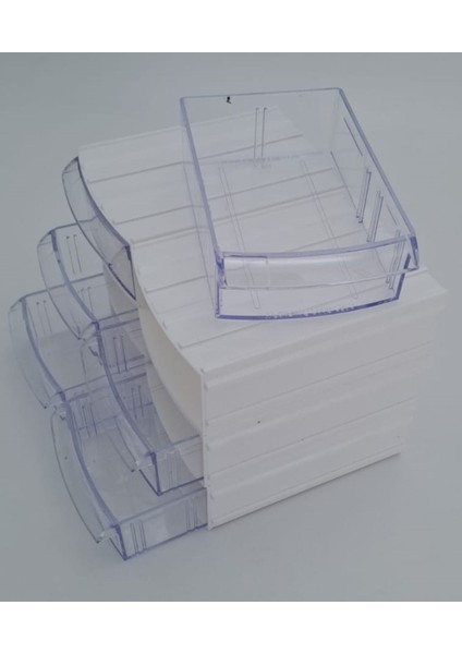 Beyaz 8 Bölmeli Çekmeceli Takı ve Makyaj Düzenleyici Kutusu