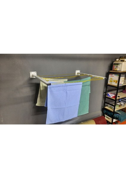 6 Sıra Duvar Tip Çamaşır Kurutma Askısı, 70 Cm, Beyaz Renk